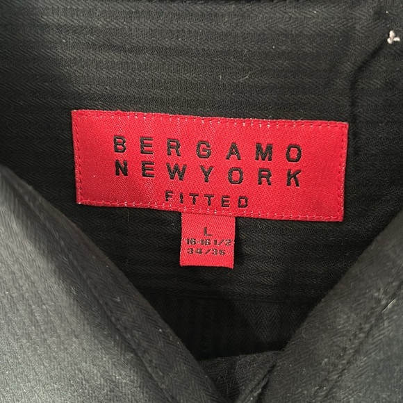 Bergamo New York Men’s Black Long Sleeve Button Down Dress Shirt Size Large - Picture 3 of 4